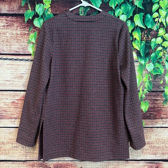Theory Collin Houndstooth Knit Cardigan Womens Small Merlot Multi Blazer $175 - Picture 7 of 9